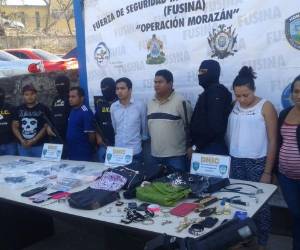 Los seis miembros de la banda fueron capturados en el bulevar Fuerzas Armadas de la capital de Honduras. (Foto: Estalin Irías)