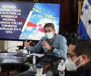 El presidente Juan Orlando Hernández se reunió con la comunidad internacional para manifestarles la ruta a seguir tras el impacto de Eta y Iota en Honduras.