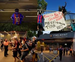 Por segundo día consecutivo, aficionados del Barcelona acudieron a las afueras del Camp Nou para exigirle al presidente del club, Josep María Bartomeu, que renuncie al cargo tras el anuncio de Messi de que quería salir del club, provocando disturbios a las afueras del coloso azulgrana. Fotos: AFP y AP