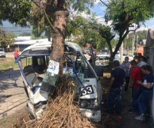 El conductor del autobús y su ayudante resultaron con heridas graves debido a que impactó contra un árbol. Foto RedInformativa