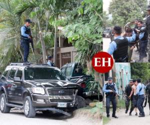Tres supuestos pandilleros del Barrio 18 fueron detenidos la tarde de este domingo tras haber robado una camioneta y registrarse un fuerte enfrentamiento con policías en San Pedro Sula. Fotos: EL HERALDO.
