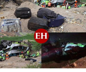 Al menos 20 personas murieron tras desbarrancarse un autobús interurbano en una ruta del norte de Chile, confirmó este lunes la Fiscalía regional. Fotos: AFP.