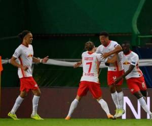 Leipzig clasificó este jueves a las semifinales de la Champions League al vencer 2-1 al Atlético de Madrid en el Estadio José Alvalade, de Lisboa, Portugal. Foto: Agencia AFP.