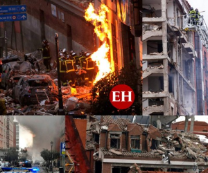 Una poderosa explosión destruyó el miércoles un edificio residencial en el centro de Madrid, mató al menos a cuatro personas y arrancó la fachada del inmueble. Se atribuyó la explosión a un escape de gas. Fotos: AP.
