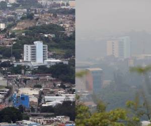 El Distrito Central se ha convertido en los últimos días en una ciudad que parece desaparecer entre el gris de las nubes de humo que afectan la calidad del aire y amenazan la salud de los capitalinos. El Heraldo te presenta un comparativo de cómo luce la ciudad habitualmente y cómo se observa el ambiente este viernes.