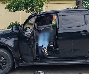 La víctima quedó tendida boca abajo en la parte delantera del automotor, con la puerta abierta.