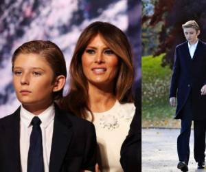 Barron y su madre Melania en una comparación de su apariencia en 2016 y 2018. Fotos AFP