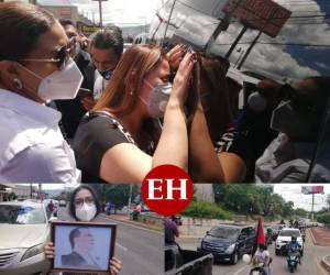 En caravana le dieron el último adiós al periodista hondureño David Romero Ellner, quien perdió la batalla contra el covid-19 este sábado 18 de julio. Fotos: Estalin Irias / David Romero / EL HERALDO.