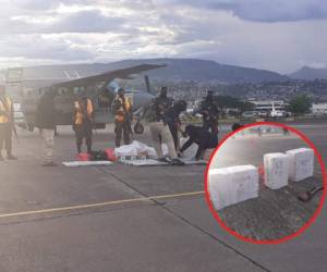 A la base aérea Hernán Acosta Mejía movilizaron la droga decomisada.