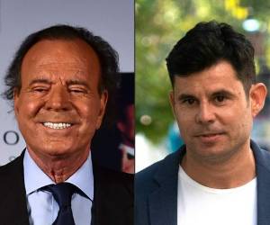 Esta combinación de imágenes creadas el 10 de julio de 2019 muestra una foto de archivo tomada el 23 de septiembre de 2015 del cantante español Julio Iglesias en la ciudad de México y una foto de archivo del 04 de julio de 2019 de Javier Sánchez Santos en Valencia. - Un tribunal español dictaminó el 10 de julio de 2019 que el cantante ganador del premio Grammy, Julio Iglesias, es el padre biológico de un niño de 43 años, Javier Sánchez Santos. / AFP)