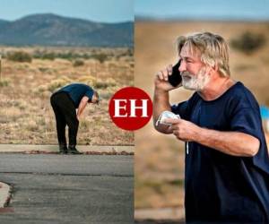 Estas imágenes de Alec Baldwin lo muestran desconsolado frente a la comisaria de Santa Fe, Nuevo México, tras brindar declaraciones a las autoridades. Fotos: AP