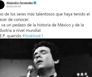 Decenas de famosos han lamentado la muerte de José José, 'El príncipe de la canción'. El mexicano murió este sábado en Florida, Estados Unidos, a los 71 años de edad. Alejandro Fernández fue uno de los artistas conmocionados por la irreparable pérdida.