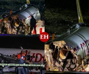 Un avión con 177 personas a bordo se salió de la pista al aterrizar este miércoles en un aeropuerto de la ciudad turca de Estambul y se partió en tres. Estas son las imágenes del accidente. Fotos AFP