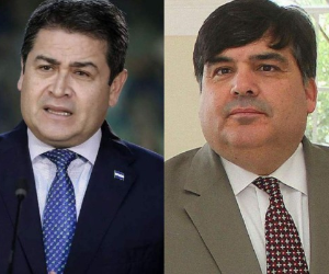 Juan Orlando Hernández y Francisco Palmieri, quien sería nombrado como nuevo embajador de Estados Unidos en Honduras.