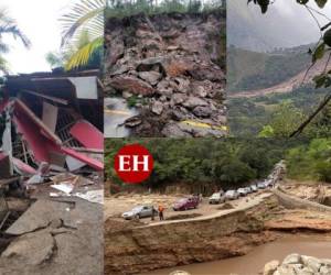 Los departamentos más afectados con derrumbes han sido Olancho, Santa Bárbara, Ocotepeque, Francisco Morazán y Copán, entre otros. Foto: Twitter Bomberos de Honduras, DNVT Honduras y Copeco.