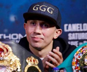 En esta foto del 13 de septiembre de 2017, Gennady Golovkin durante una rueda de prensa en Las Vegas. Golovkin se entrena para una pelea contra Canelo Álvarez que podría quedar descartada. Foto: AP/EL HERALDO HONDURAS.