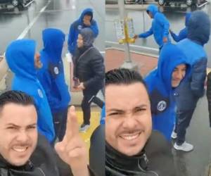 Momento en que los jugadores y el cuerpo técnico esperaban para poder cruzar la calle. Foto: Captura de video.