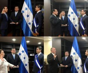 Ellos estarán a cargo de la Secretaría de Finanzas, Salud y Ganadería al igual que el Banco Central de Honduras a partir de este sábado. Fotos Cortesía Casa de Gobierno.