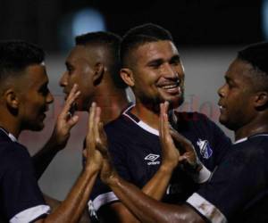 Así celebraron los jugadores del Honduras Progreso el primer gol. Foto Grupo OPSA