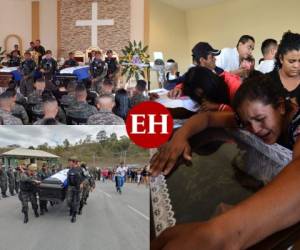 Con una misa en la capilla de la iglesia del batallón de la Policía Militar de Orden Público (PMOP), compañeros, familiares y amigos despidieron a Wilmer Poso Rodríguez y Rony Rodríguez Osorto, policías caídos tratando de impedir liberación de 'El Porky'. Foto: Alejandro Amador/EL HERALDO