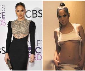 Jennifer Lopez. La 'diva del Bronx' mostró en febrero a sus más de 57 millones de seguidores su espectacular figura, con una camiseta sin mangas subida que tapa tan solo la mitad de sus pechos.