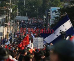 Una marcha de la Alianza de Oposición se registró este viernes en la capital de Honduras. Foto: EL HERALDO