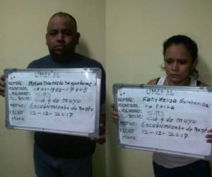 Melvin Dionicio Sagastume y Fany Melisa Quintanilla pertenecen a la banda criminal. Foto Cortesía
