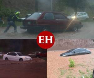 Unos minutos de lluvia fueron suficientes para que diversas calles de Tegucigalpa y Comayagüela se inundaran de agua, obstruyendo el paso de los conductores y peatones. Una de las vías más afectada fue el anillo periférico, hasta donde llegó el lente de EL HERALDO y captó la odisea que se vivió. Fotos: Emilio Flores/ EL HERALDO.