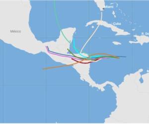 Estas son las posibles trayectorias que tomaría el huracán Eta. Foto: Univision Noticias.