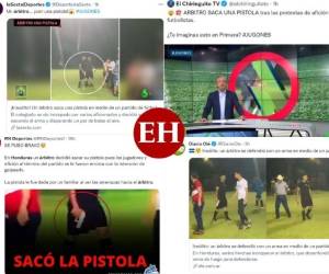 La noticia de un árbitro que sacó su pistola para defenderse de los reclamos de jugadores y aficionados en el municipio de La Jigua, Copán, sin duda alguna generó mucho impacto a nivel nacional, pero el video le ha dado la vuelta al mundo y diferentes medios internacionales destacan el hecho ocurrido en una cancha de fútbol e incluso llegaron a catalogarlo como una 'barbaridad'.