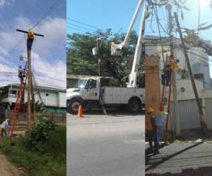 Las cuadrillas de la Empresa Energía Honduras estarán realizando cambios de líneas, postes y otras mejoras a las redes. Foto EL HERALDO