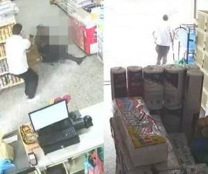 Capturas de pantalla de vídeo muestran el momento exacto en que el delincuente dispara contra don Santos Francisco y luego huye con la escopeta.