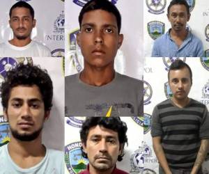 Dorian Alberto Aguilar Antúnez (21), Ervin Roberto Rivera Cuéllar (30), Edwin Arnaldo Cruz Tercero (37), Iván Enrique Lemus Vásquez (40), Luis Miguel Castillo Figueroa (26) y José Miguel López López (26) son los detenidos.