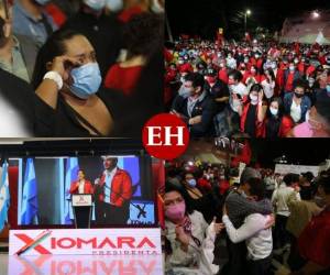 Los simpatizantes del Partido Libertad y Refundación (Libre) se reunieron para celebrar los primeros resultados del Consejo Nacional Electoral (CNE), donde Xiomara Castro de Zelaya toma ventaja. Foto: David Romero/EL HERALDO.