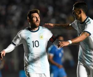 Así celebró Messi los goles que anotó ante Nicaragua. Foto AFP
