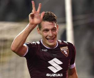Italy's forward Andrea Belotti celebrates after scoring a goal during the FIFA World Cup 2018 qualification football match between Italy and Liechtenstein at the Dacia Arena Stadium in Udine, on June 11, 2017. / AFP PHOTO / Marco BERTORELLO