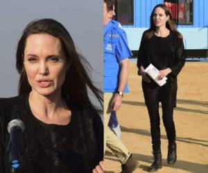 La actriz estadounidense Angelina Jolie pasará tres días visitando los campos para evaluar las necesidades de los musulmanes. Usó ropa negra. Fotos AFP