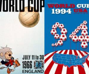 Diferentes personajes, colores y formas fueron utilizados a través de la historia para la presentación de los Mundiales de Fútbol. Fotos Cortesía FIFA.com