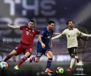 Robert Lewandowski, Lionel Messi y Mohamed Salah son los tres finalistas del premio FIFA 'The Best'. ILUSTRACIÓN: EL HERALDO/AFP/Canva