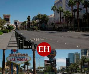 Las estatuas de mármol del hotel Caesar's Palace están cercadas; las góndolas del Venetian, vacías; y la montaña rusa del New York New York, parada. Durante la pandemia de coronavirus, Las Vegas está más vacía que el desierto que la rodea. Foto: AFP.