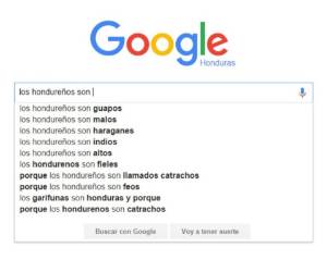 Esta es la imagen sugerentes de los catrachos tras escribir en el buscador.