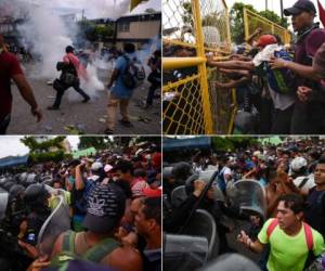 Estas son las imágenes del momento de caos que generó la desesperación de los migrantes originarios de Centroamérica que buscaban ingresar a México. (Fotos: AFP)