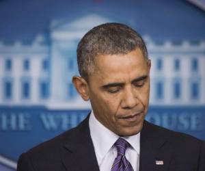 US President Barack Obama delivers remarks from the Brady Press Room at the White House in Washington, DC, April 17, 2014. AFP PHOTO / Jim WATSON