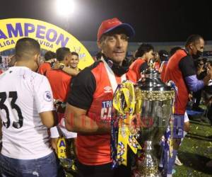 Troglio estuvo ausente en la banca de Olimpia, pues en la final de ida ante Motagua lo suspendieron. Foto: Marvin Salgado/EL HERALDO