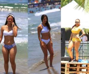 Hermosas y esculturales mujeres visitan las playas de Tela durante la Semana Santa. Todas acaparan la atención de los veraneantes con sus esbeltas siluetas y coloridos trajes de baño.