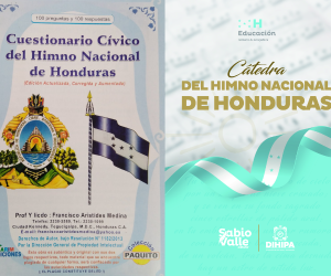 En la primera imagen se muestra el Cuestionario Cívico de Honduras y en la segunda se muestra la nueva Cátedra del Himno Nacional.
