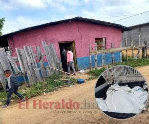 Dentro de esta vivienda fueron asesinados los dos hombres, cuyos cuerpos fueron trasladados hasta la morgue en Tegucigalpa. Foto: Estalin Irías/ EL HERALDO