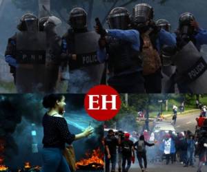 Las manifestaciones de este jueves se tornaron violentas y hubo quema de comercios en el bulevar Fuerzas Armadas. Fotos: Alex Pérez/El Heraldo.