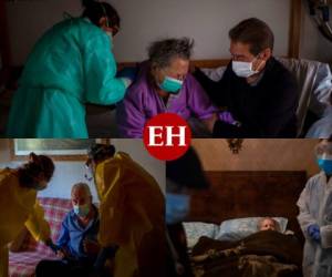 Las personas mayores del barrio obrero de Poble Sec en Barcelona sufren a diario la pandemia. Muchos recibían atención médica en la clínica local, donde sanitarios realizaban visitas a sus domicilios. Fotos: AP.