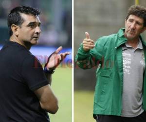 Diego Vazquez, entrenador de Motagua y Héctor Vargas, entrenador de Marathón.
